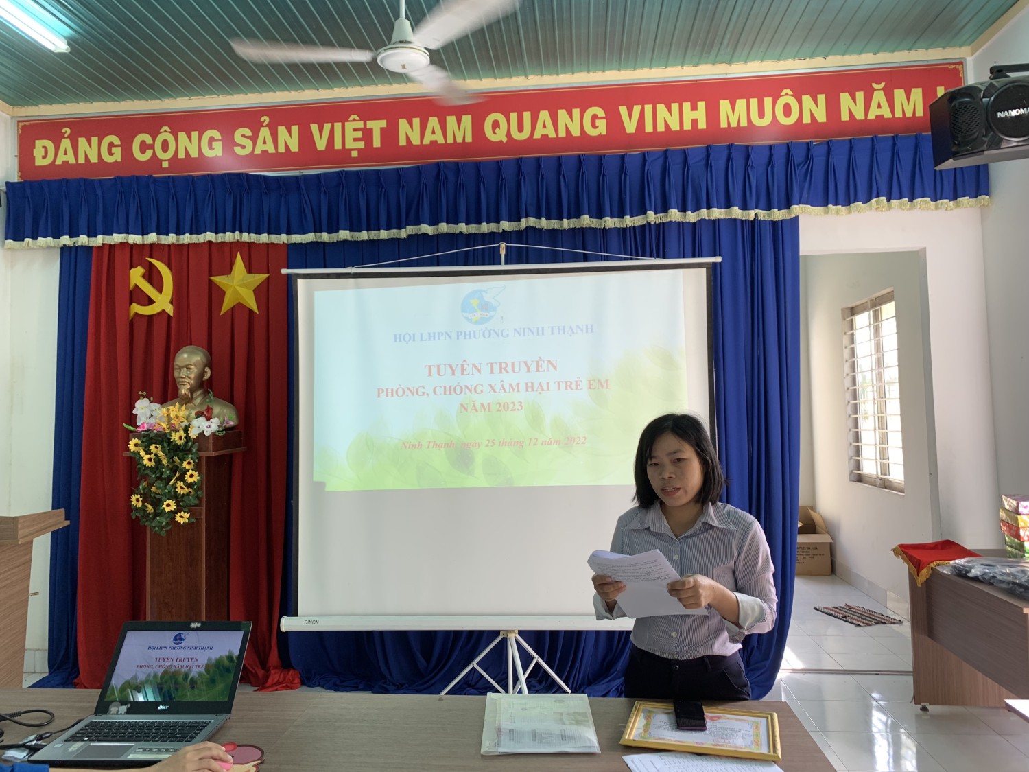 Hội LHPN phường Ninh Thạnh tổ chức tuyên truyền phòng tránh bạo lực và xâm hại trẻ em cho các em học sinh và các chị em hội viên trên địa bàn phường