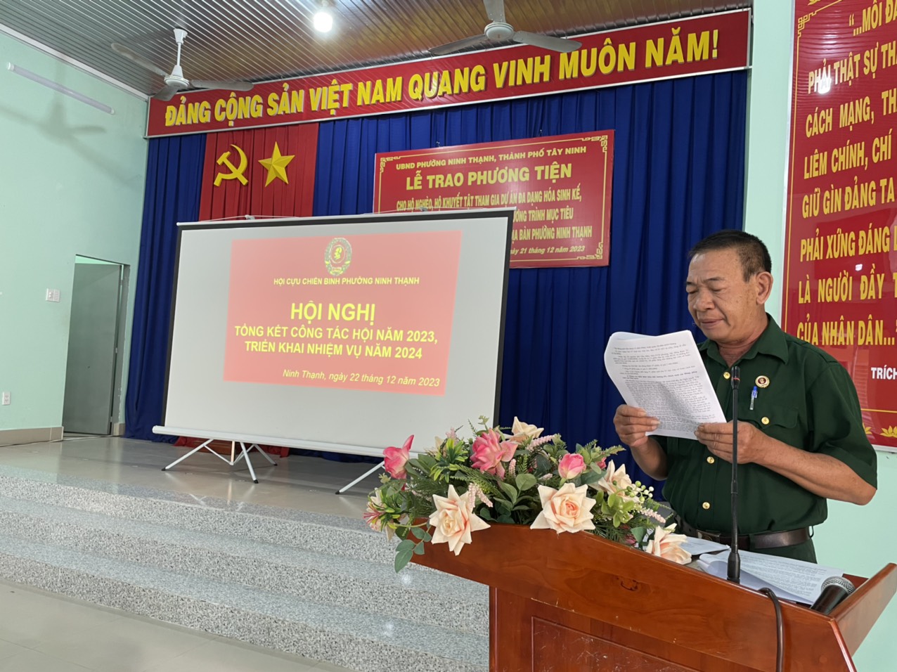 Hội Cựu Chiến Binh phường Ninh Thạnh tổ chức hội nghị tổng kết công tác hội năm 2023