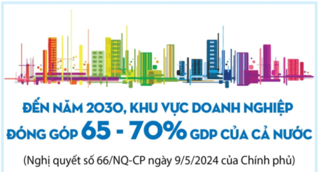 Đến năm 2030, khu vực doanh nghiệp đóng góp 65 - 70% GDP của cả nước