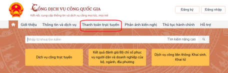 Hướng dẫn thanh toán trực tuyến trên Cổng dịch vụ công quốc gia