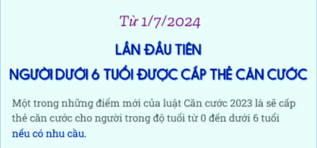 Từ ngày 1/7/2024, lần đầu tiên người dưới 6 tuổi được cấp thẻ căn cước