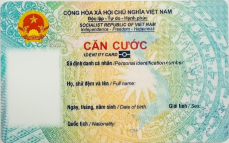 Mặt trước thẻ căn cước cấp cho công dân Việt Nam từ đủ 06 tuổi trở lên từ ngày 01/7/2024