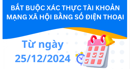 Từ 25/12, xác thực tài khoản mạng xã hội bằng số điện thoại di động