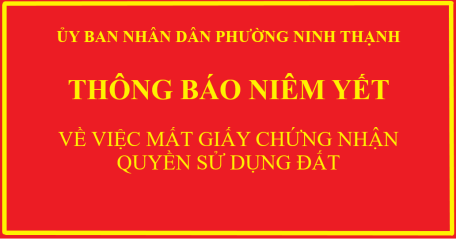 Thông báo về việc mất giấy chứng nhận quyền sử dụng đất do ông Nguyễn Văn Đức làm chủ sử dụng đất.