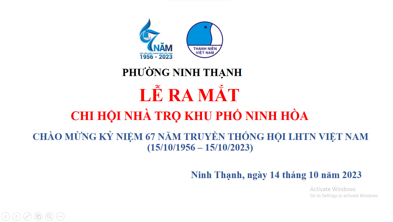 Ủy ban Hội LHTN Việt Nam phường Ninh Thạnh đã tổ chức Lễ ra mắt Chi Hội “Khu nhà trọ khu phố Ninh Hòa”