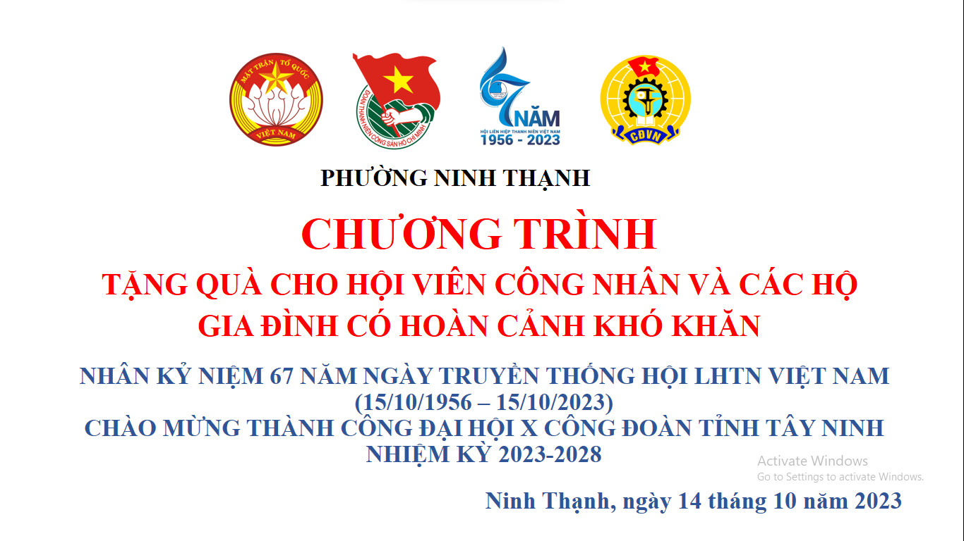 Chương trình tặng quà cho hội viên công nhân và các hộ gia đình có hoàn cảnh khó khăn.